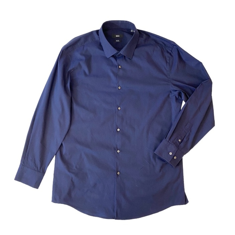 Men's Hugo Boss Navy Blue Slim Fit Button-up Dress Shirt
